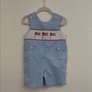 Mom & Me Smocked Overalls Gingham American Flag 4th of July